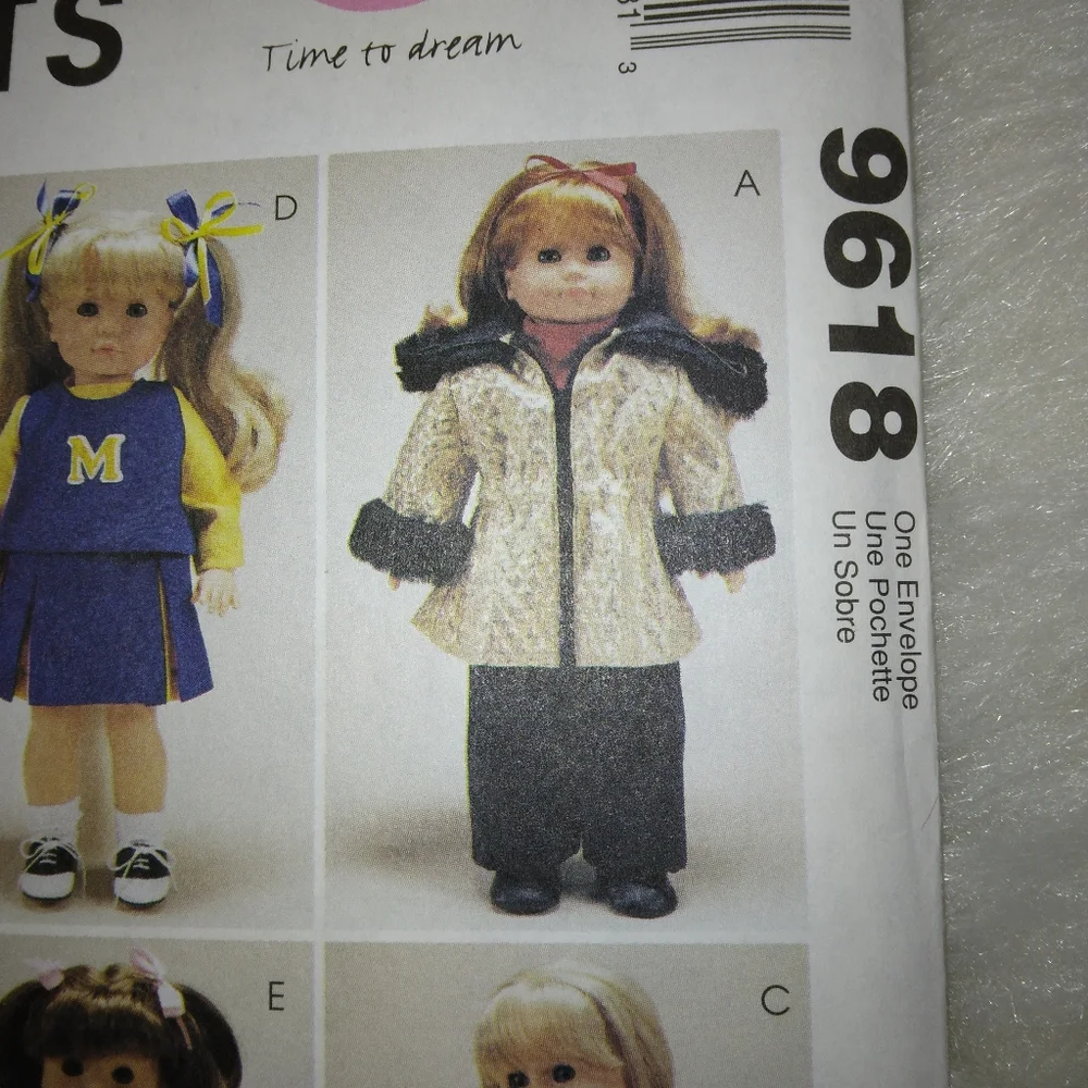 MCCALL'S 9618 Wardrobe 18 inch doll, Gotz doll, American Girl Doll
